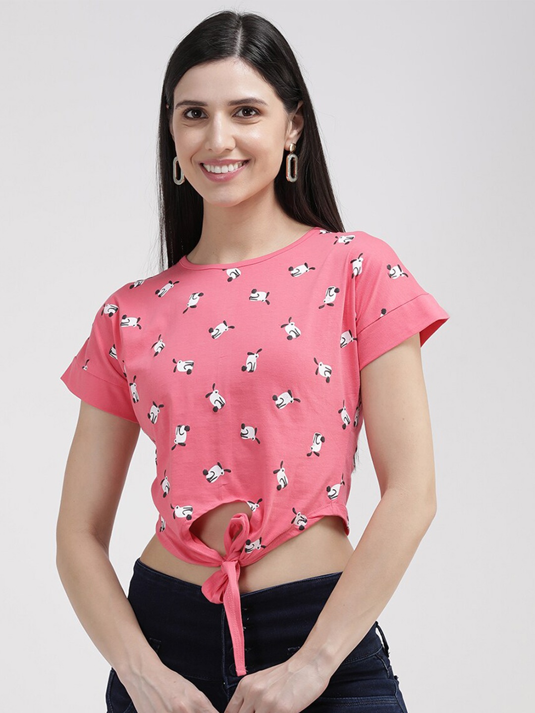 

V2 Value & Variety Pink & flower girl Floral Print Crop Top