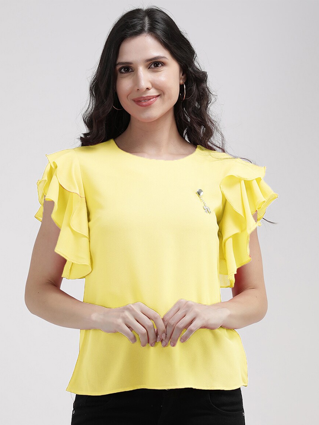 

V2 Value & Variety Yellow Georgette Top