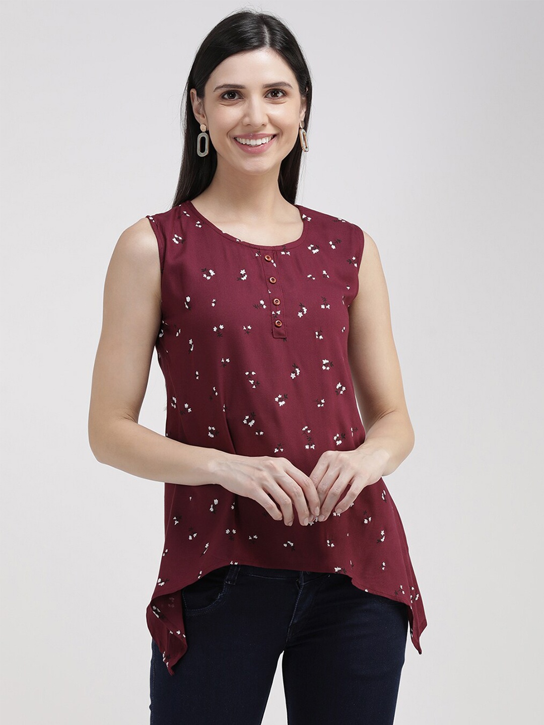 

V2 Value & Variety Maroon Embellished Top