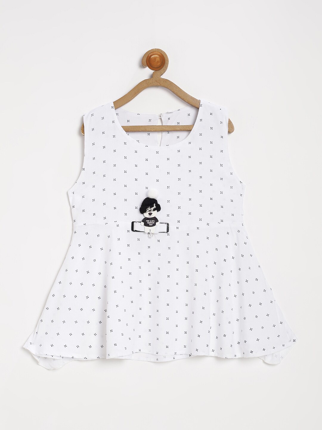 

V2 Value & Variety Cream-Coloured Print Peplum Top