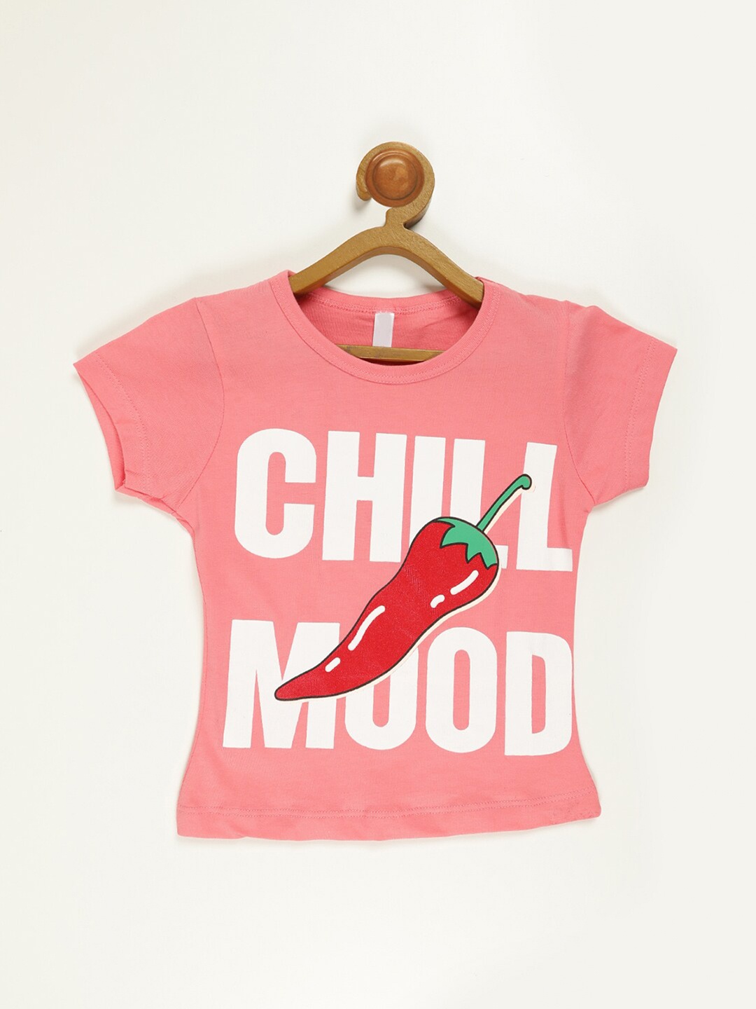 

V2 Value & Variety Girls Peach-Coloured Typography Printed Pure Cotton T-shirt