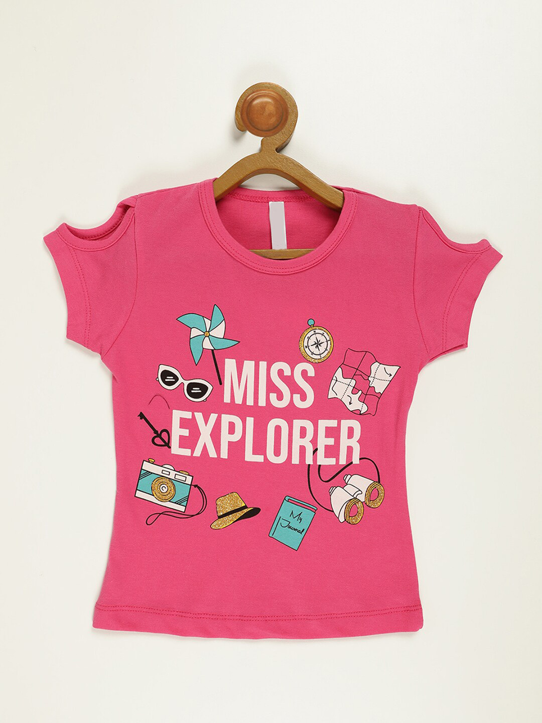 

V2 Value & Variety Girls Fuchsia Pink Printed Pure Cotton Top