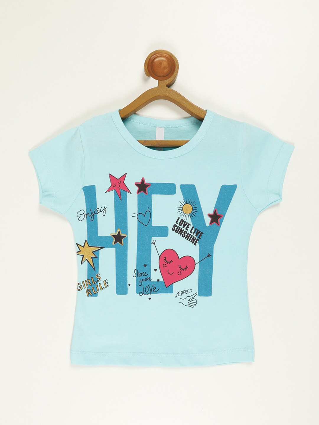 

V2 Value & Variety Girls Blue Printed Pure Cotton Top