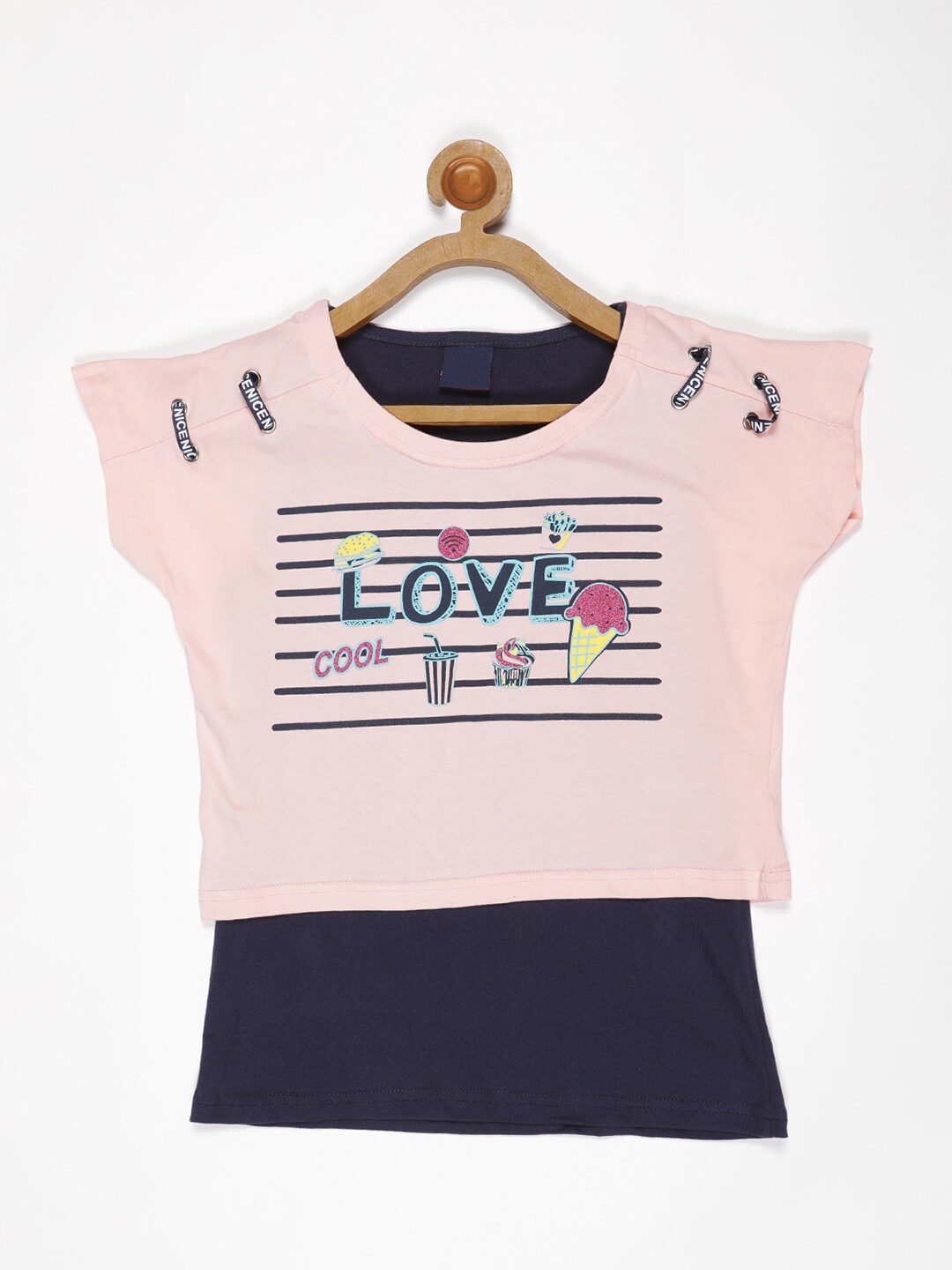 

V2 Value & Variety Peach-Coloured Extended Sleeves Top