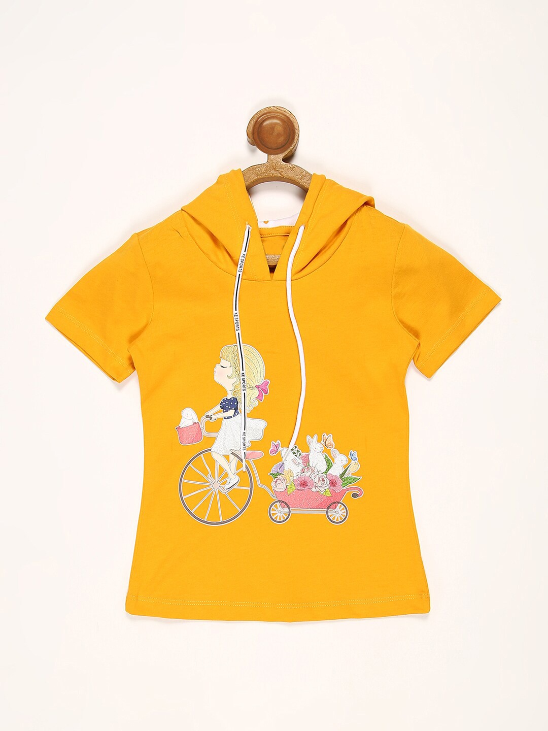 

V2 Value & Variety Mustard Yellow & Multicoloured Print Applique Top