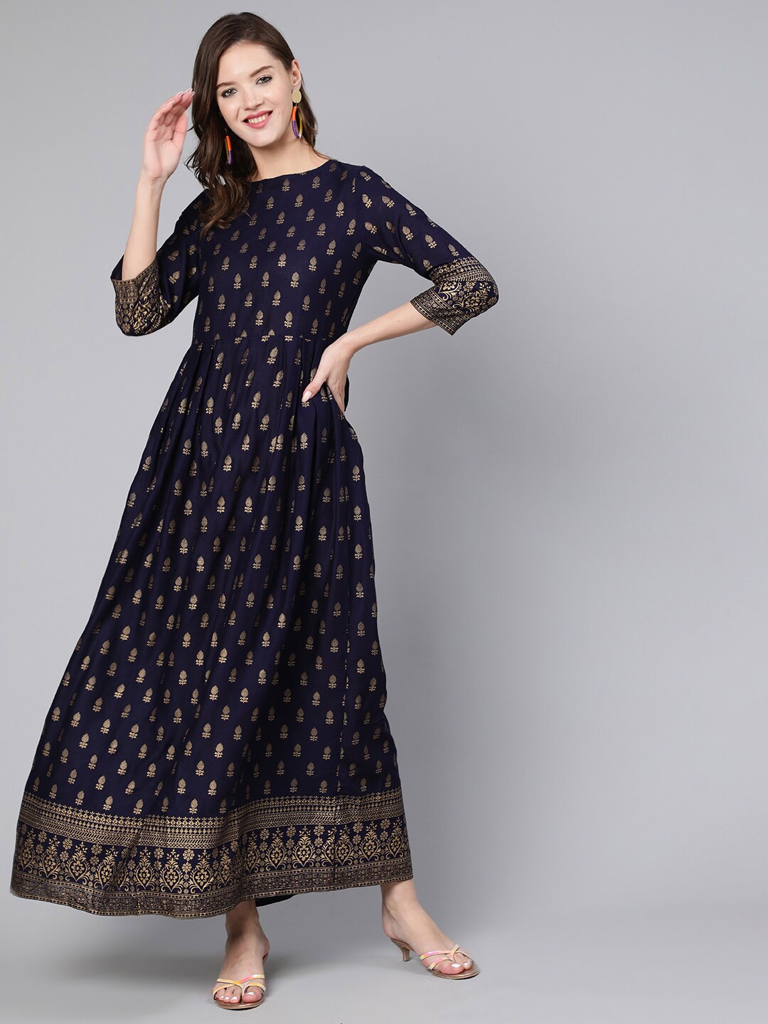

Nayo Blue Ethnic Motifs Ethnic Maxi Dress