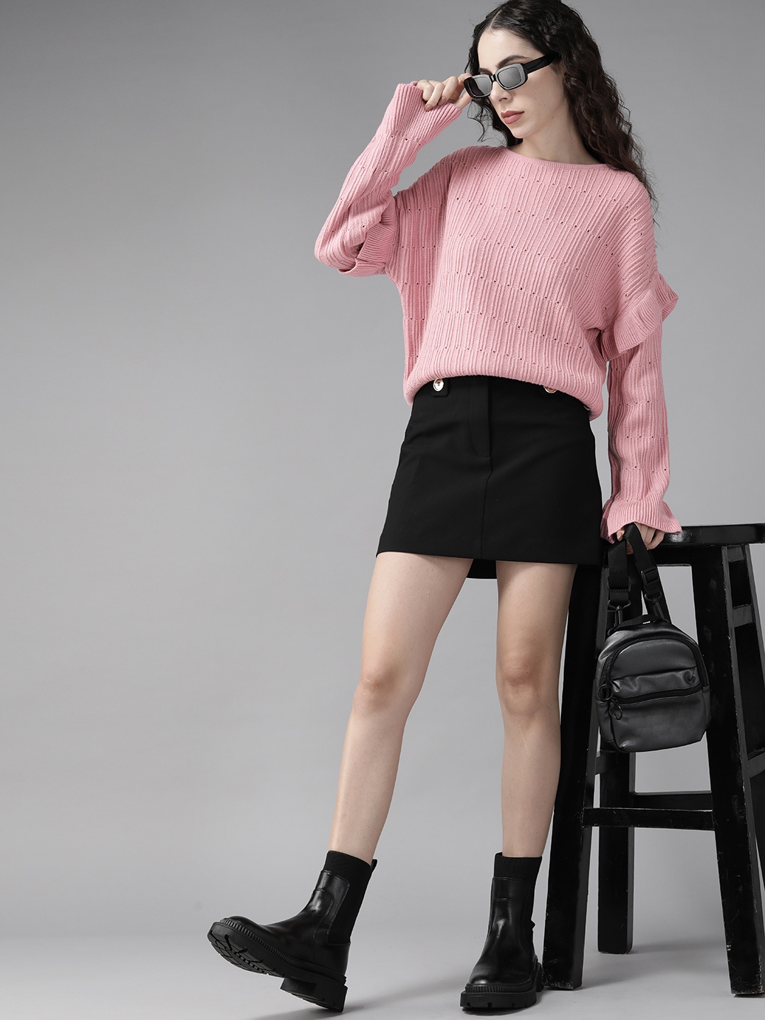 

Roadster Women Pink Open Knit Pullover