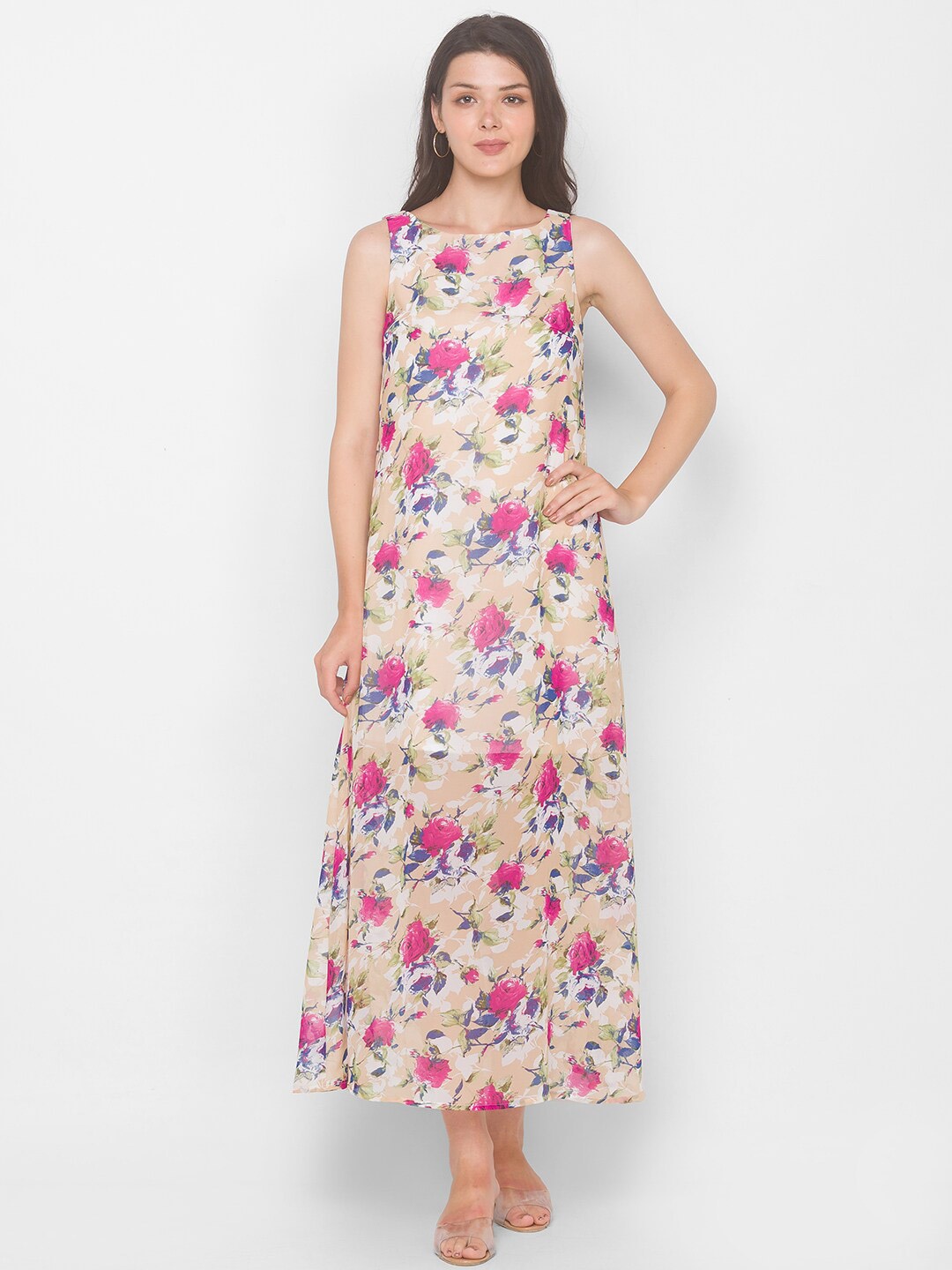 

La Aimee Multicoloured & sand dollar Floral Maxi Dress, Multi