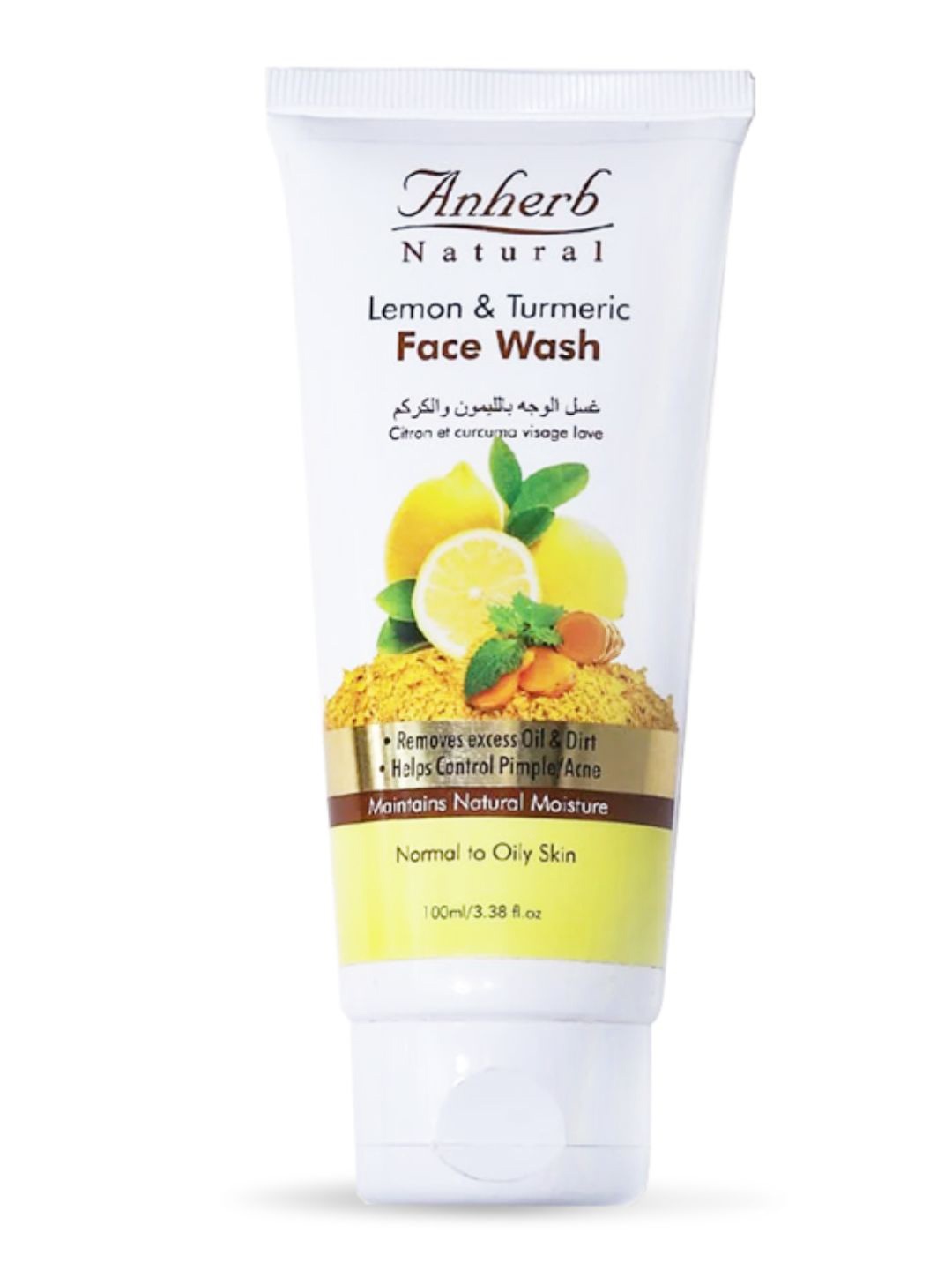 

Anherb Natural Lemon & Turmeric Face Wash for Normal to Oily Skin - 100ml, White