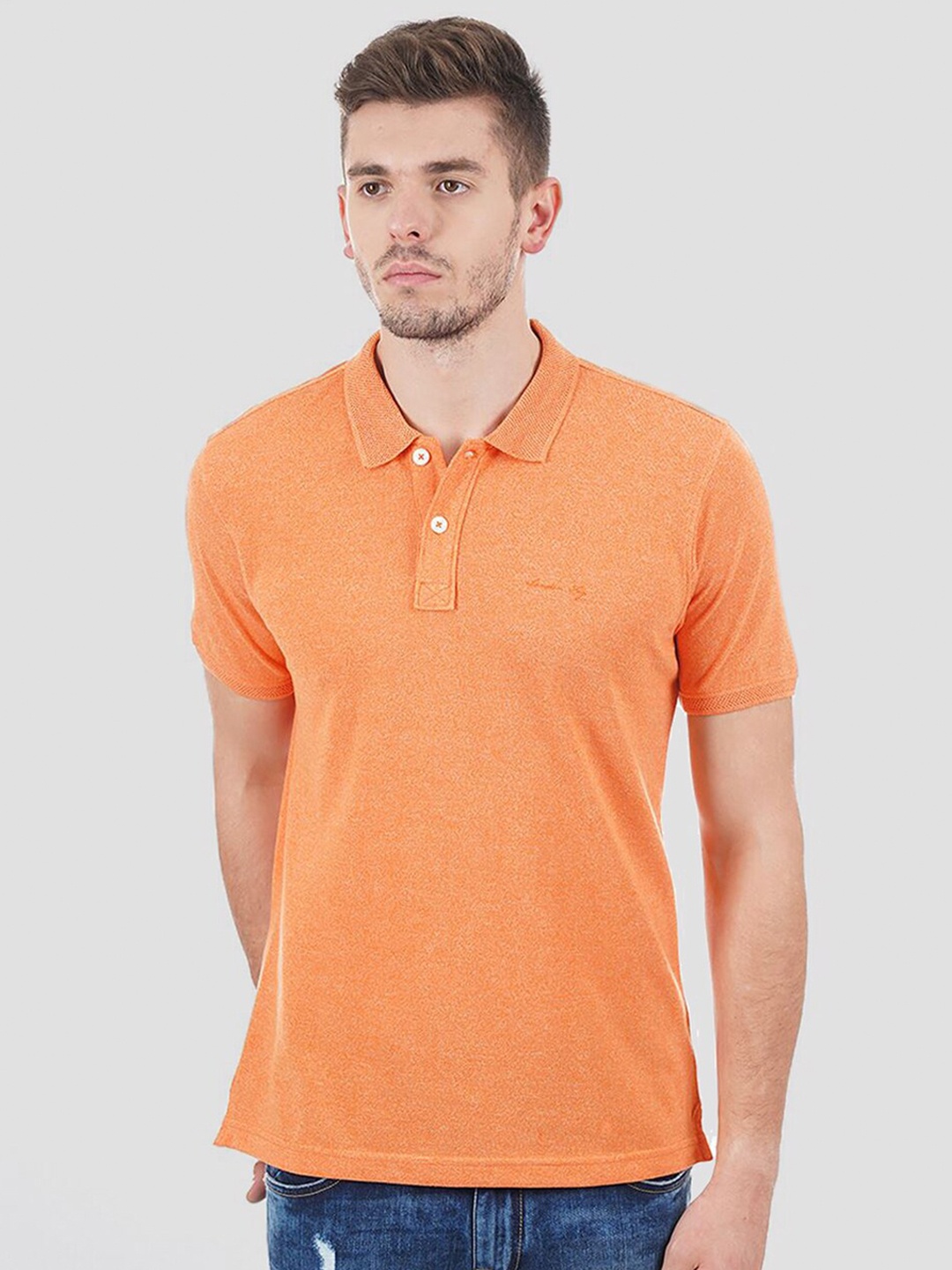 

LONDON FOG Men Orange Polo Collar T-shirt