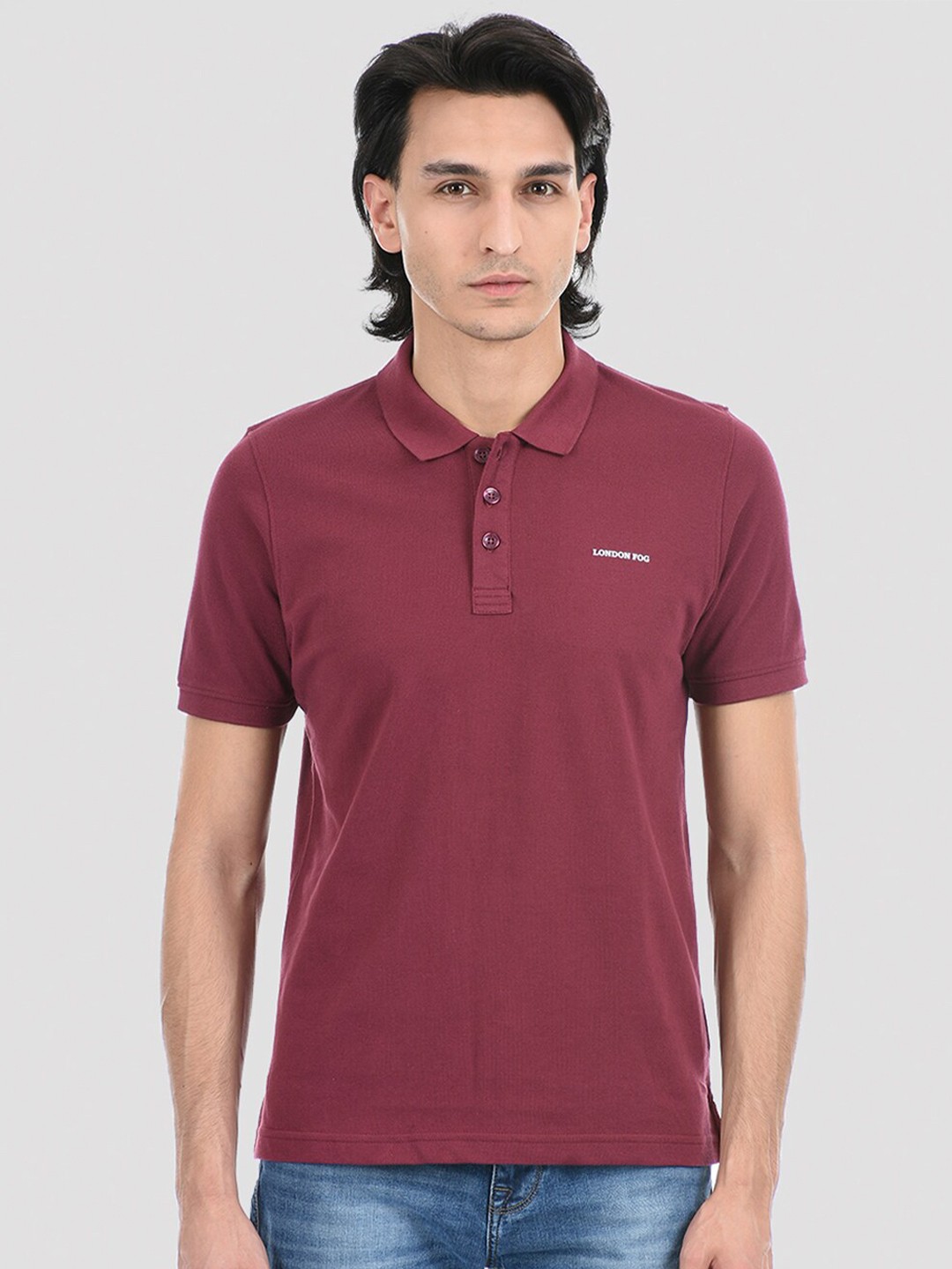 

LONDON FOG Men Maroon Polo Collar T-shirt