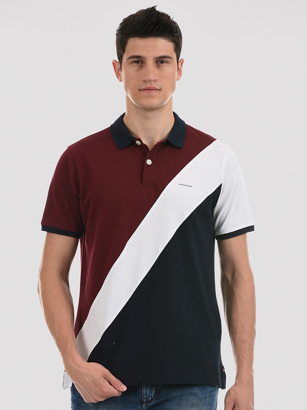 

LONDON FOG Men Multicoloured Polo Collar T-shirt, Multi