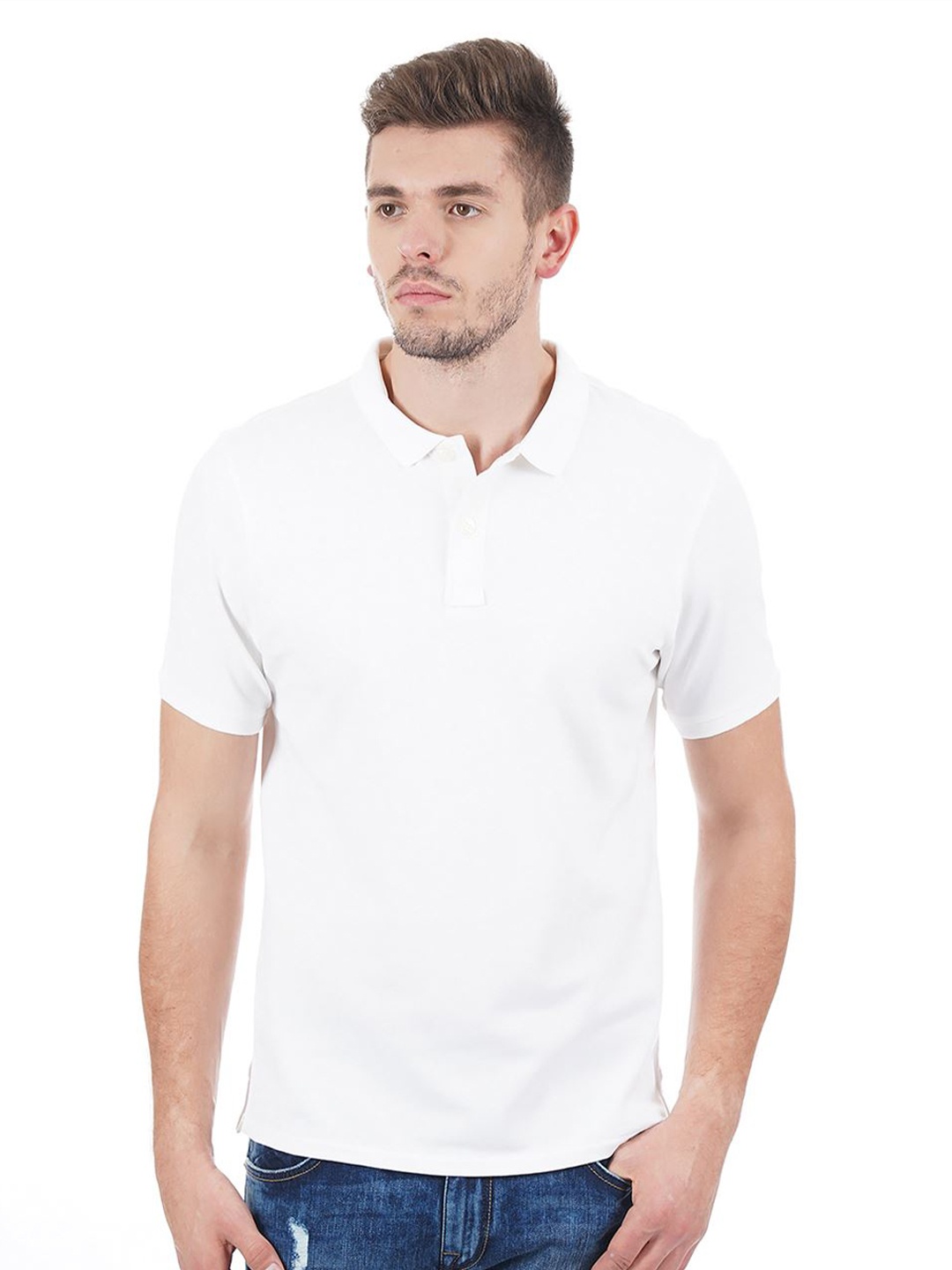 

LONDON FOG Men White V-Neck T-shirt