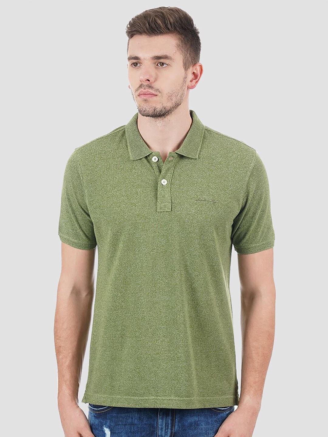 

LONDON FOG Men Green Polo Collar T-shirt