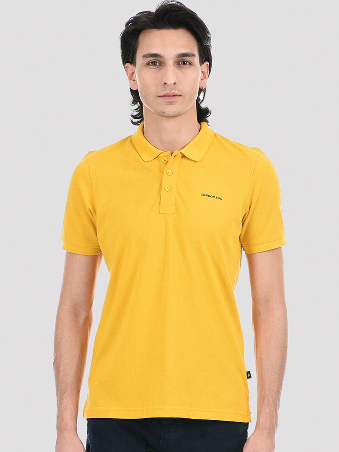 

LONDON FOG Men Yellow Polo Collar T-shirt