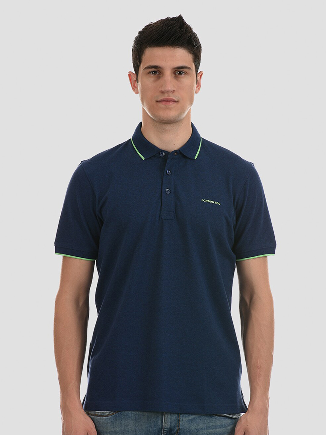

LONDON FOG Men Blue Polo Collar T-shirt