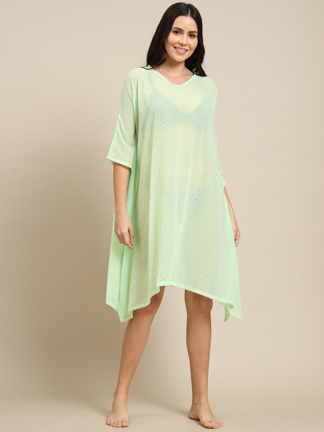 

Clt.s Women Sea Green Printed Cover-Up Dress