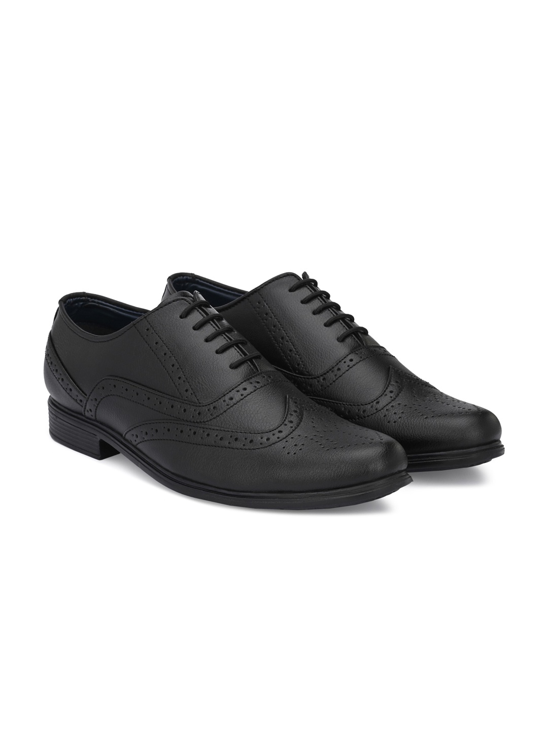

Azzaro Black Men Black Solid Formal Brogue Shoes