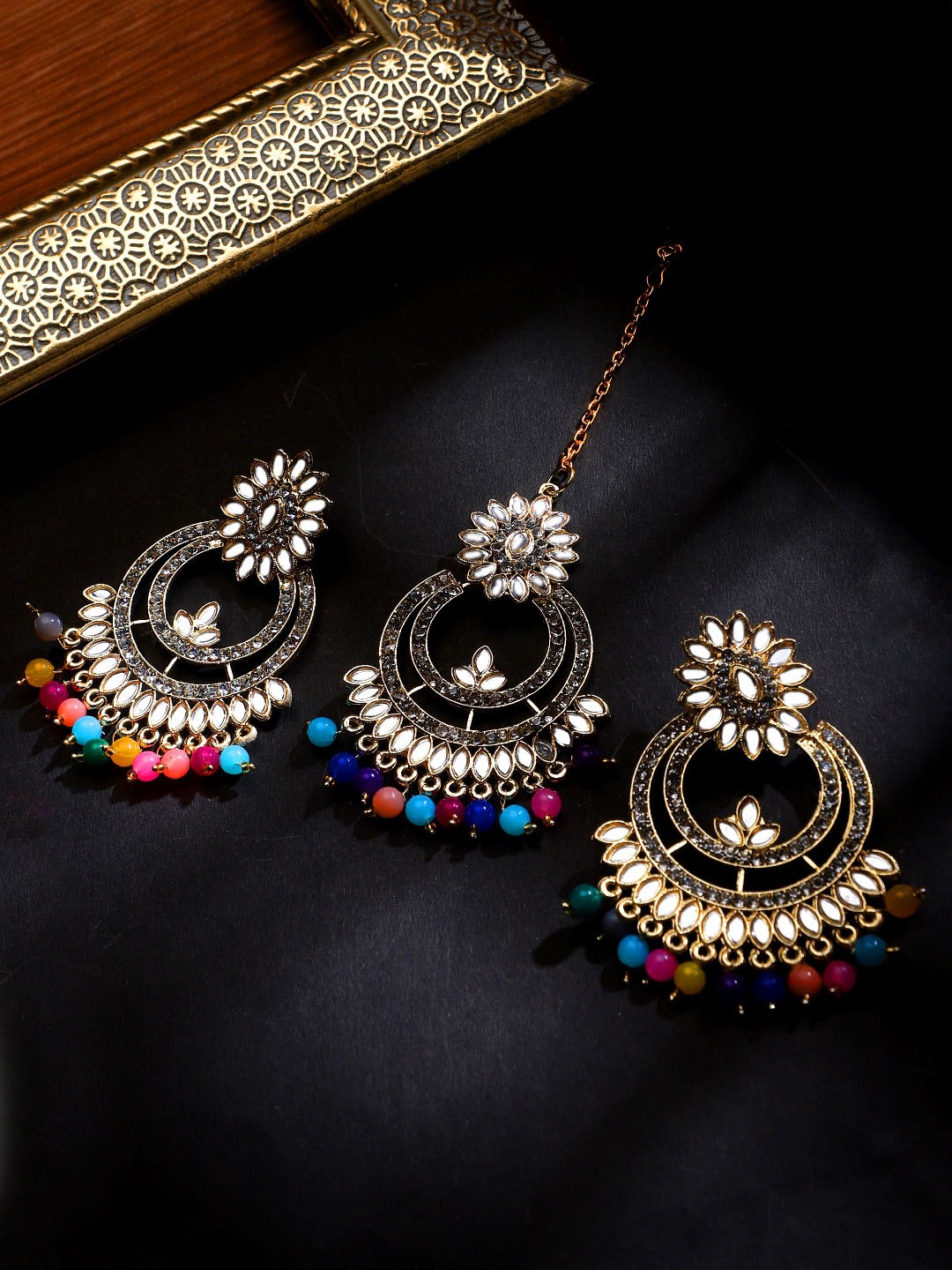 

STEORRA JEWELS Multicoloured Contemporary Chandbalis Earrings, Multi