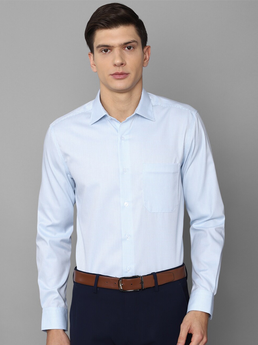 

Louis Philippe Permapress Men Blue Striped Wrinkle Free Formal Shirt