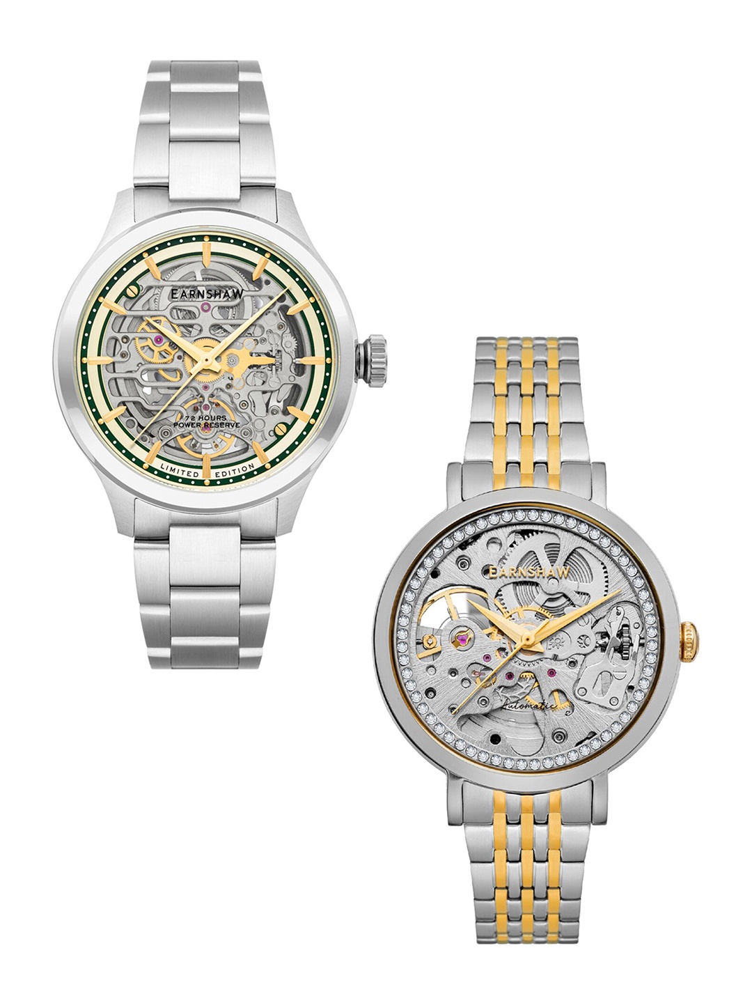 

EARNSHAW Baron and Nightingale Crystals Round Couple Watch ES-8229-SET-04, Green