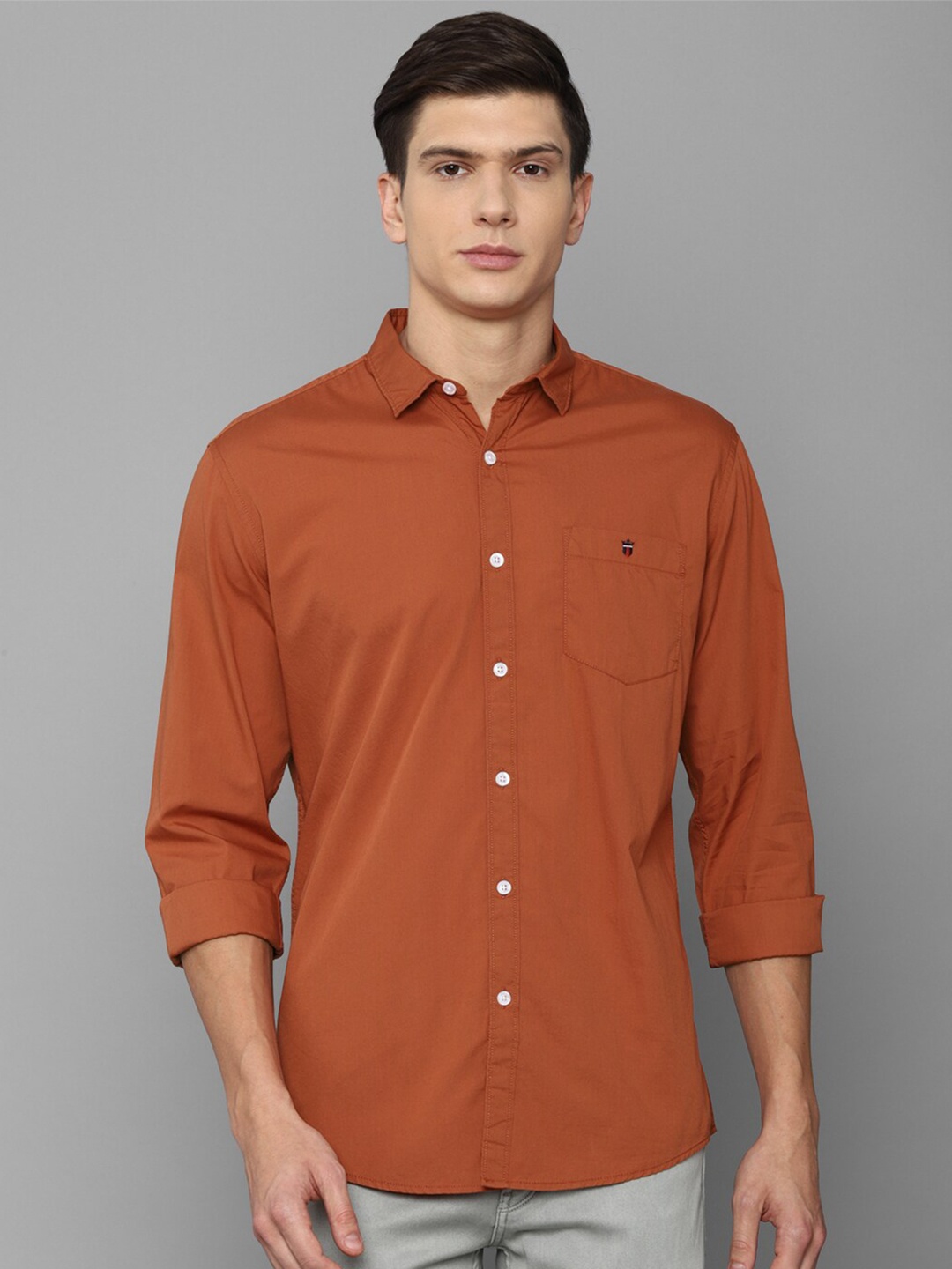 

Louis Philippe Jeans Men Orange Slim Fit Casual Shirt