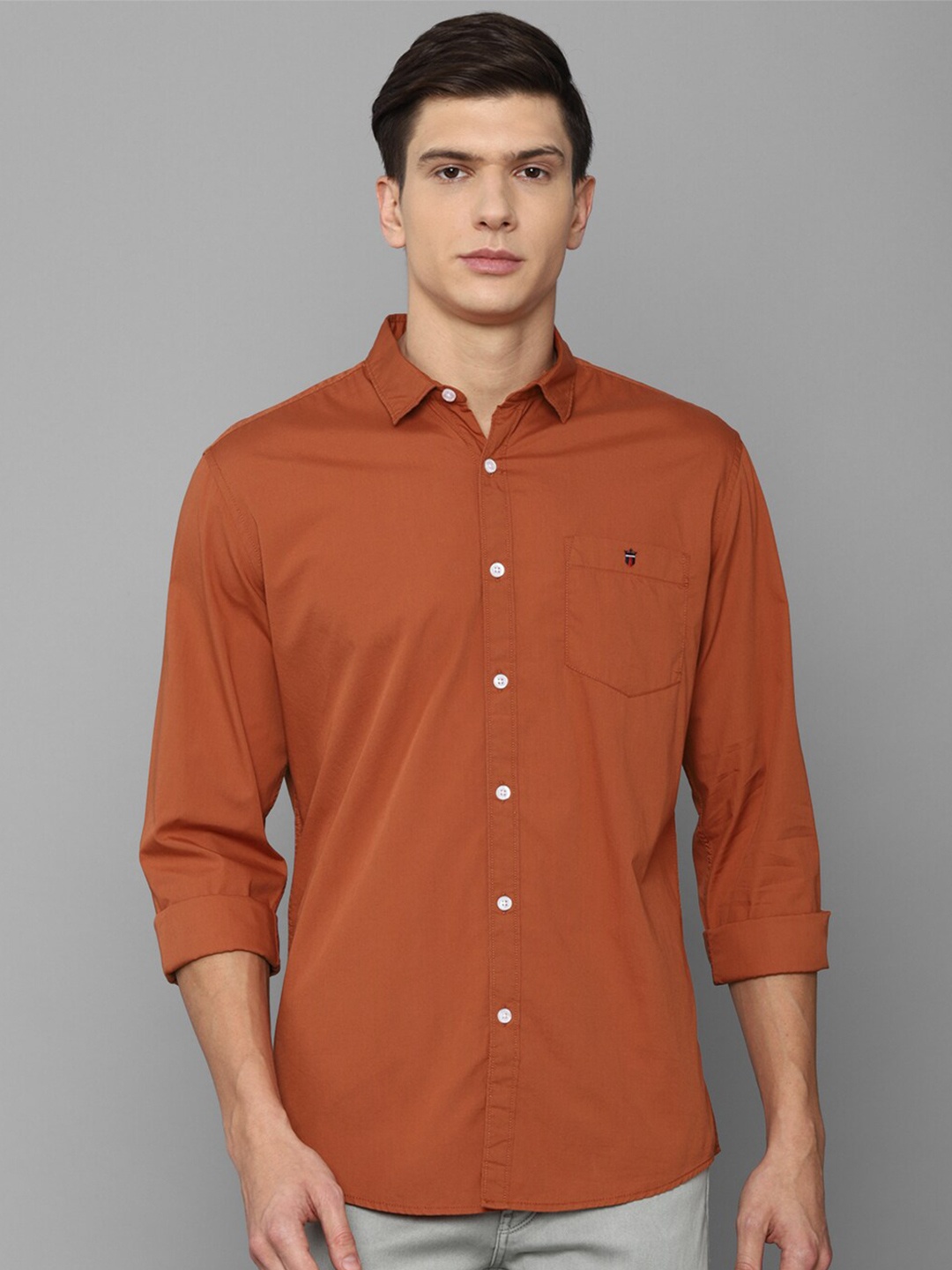 

Louis Philippe Jeans Men Orange Slim Fit Casual Shirt