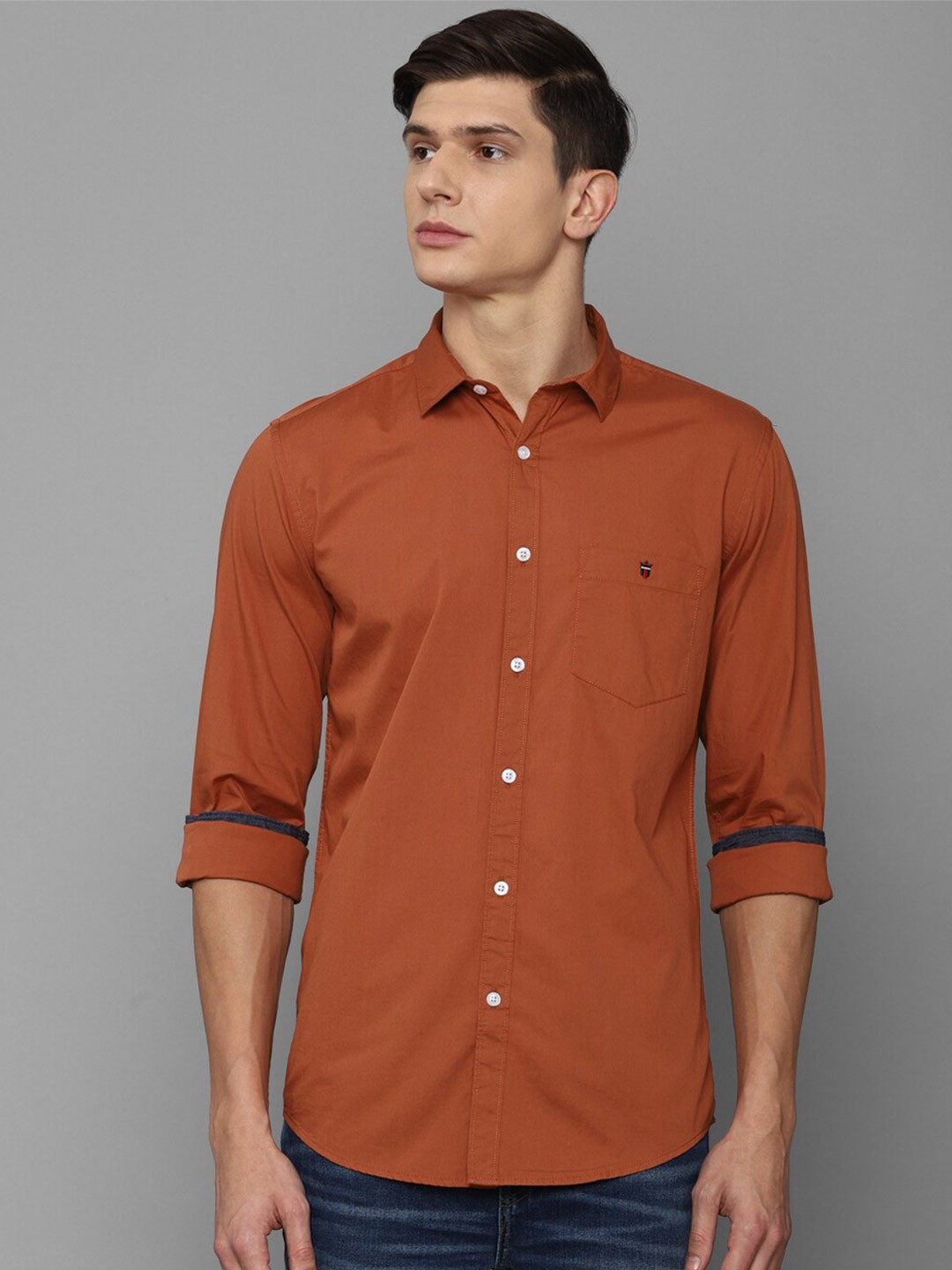 

Louis Philippe Jeans Men Orange Slim Fit Casual Shirt