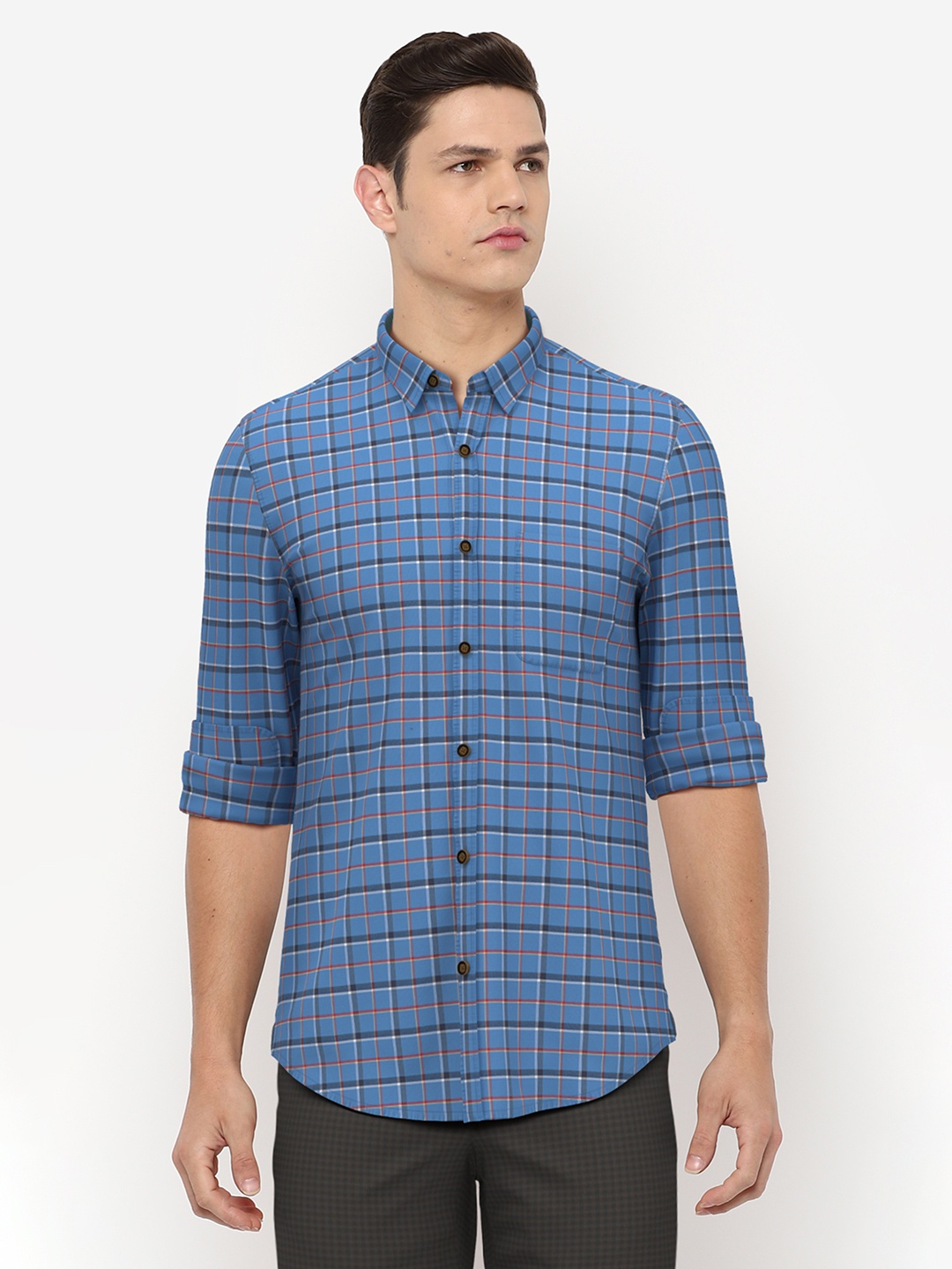 

Peter England Casuals Men Blue Slim Fit Checked Casual Shirt