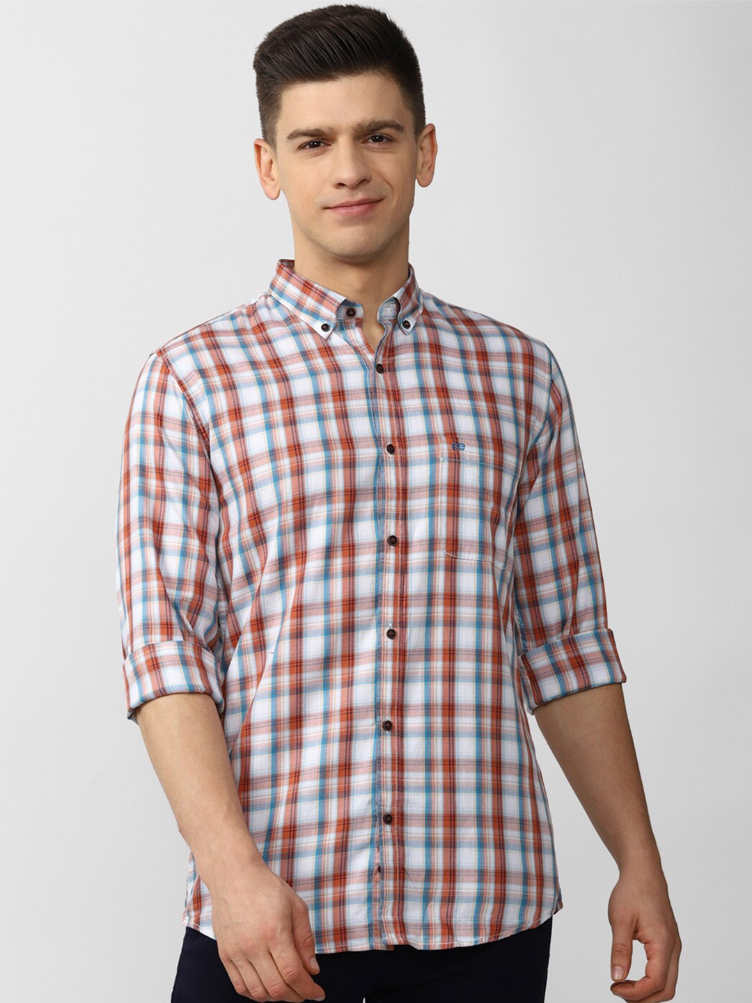 

Peter England Casuals Men Multicoloured Slim Fit Checked Casual Shirt, Multi