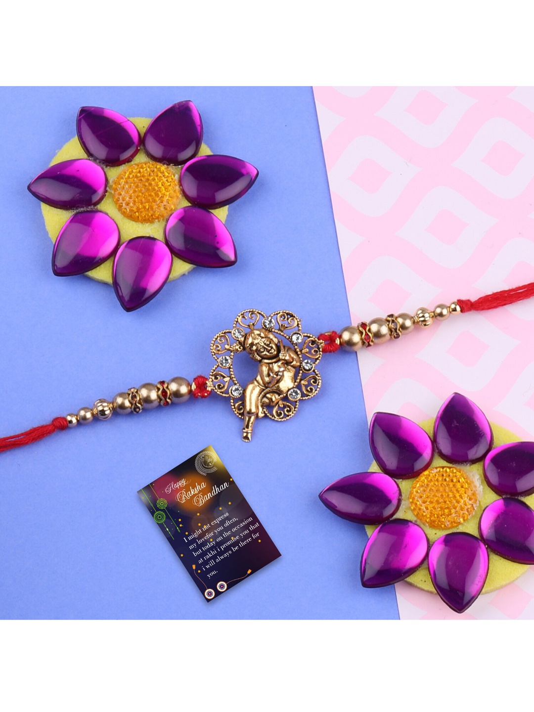 

Silver Shine Stone-Studded Rakhi With Roli Chawal, Gold