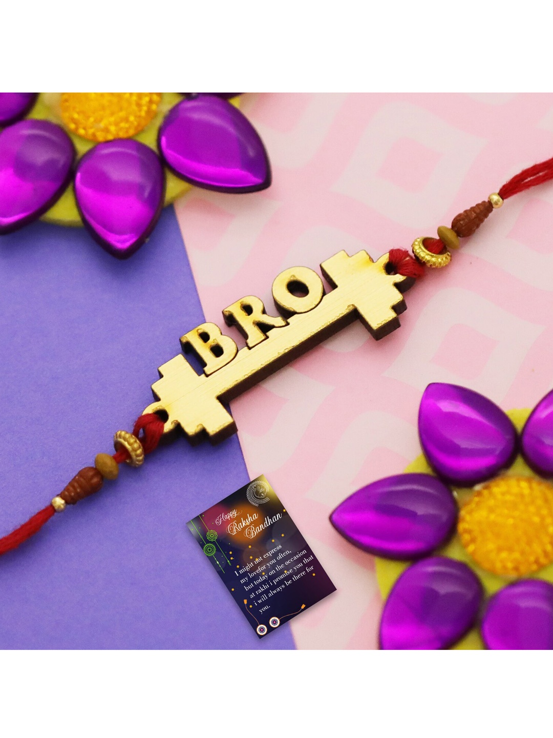 

Silver Shine Red 1 Rakhi With Roli Chawal and Greeting Card