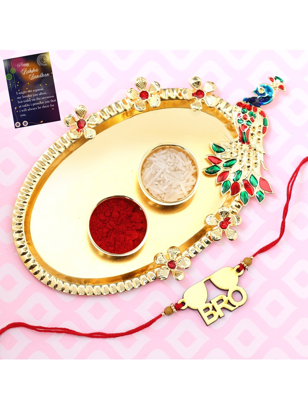 

Silver Shine Rakhi With Poja Thali, Multi