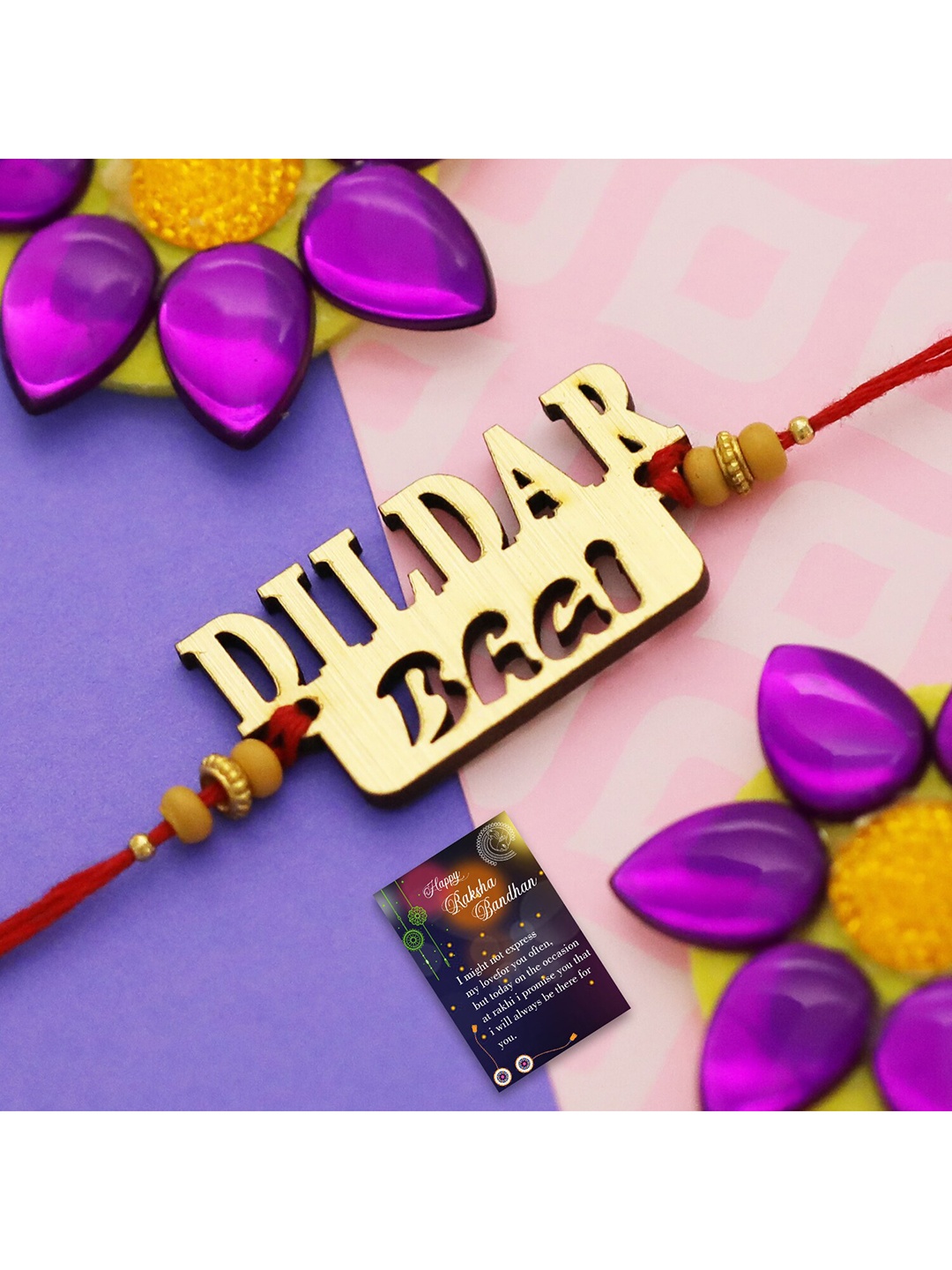 

Silver Shine Red 1 Rakhi With Roli Chawal And Greeting Card