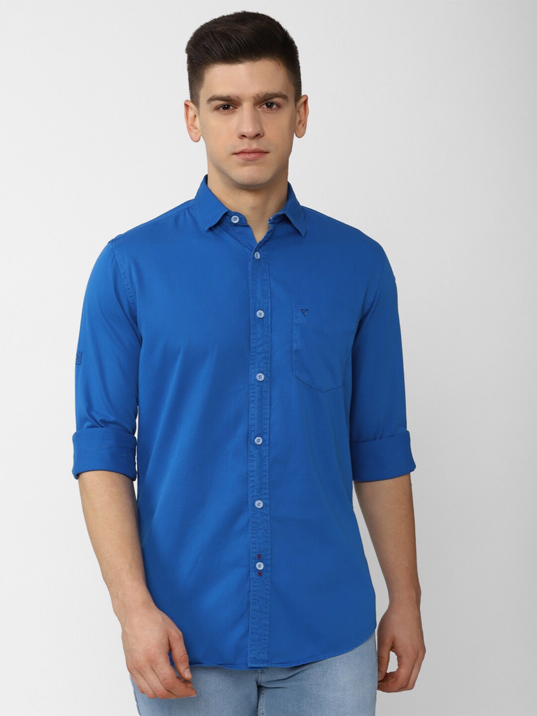 

VAN HEUSEN DENIM LABS Men Blue Slim Fit Casual Shirt