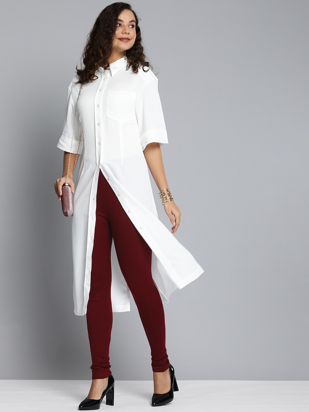 

HERE&NOW Women Red Solid Leggings