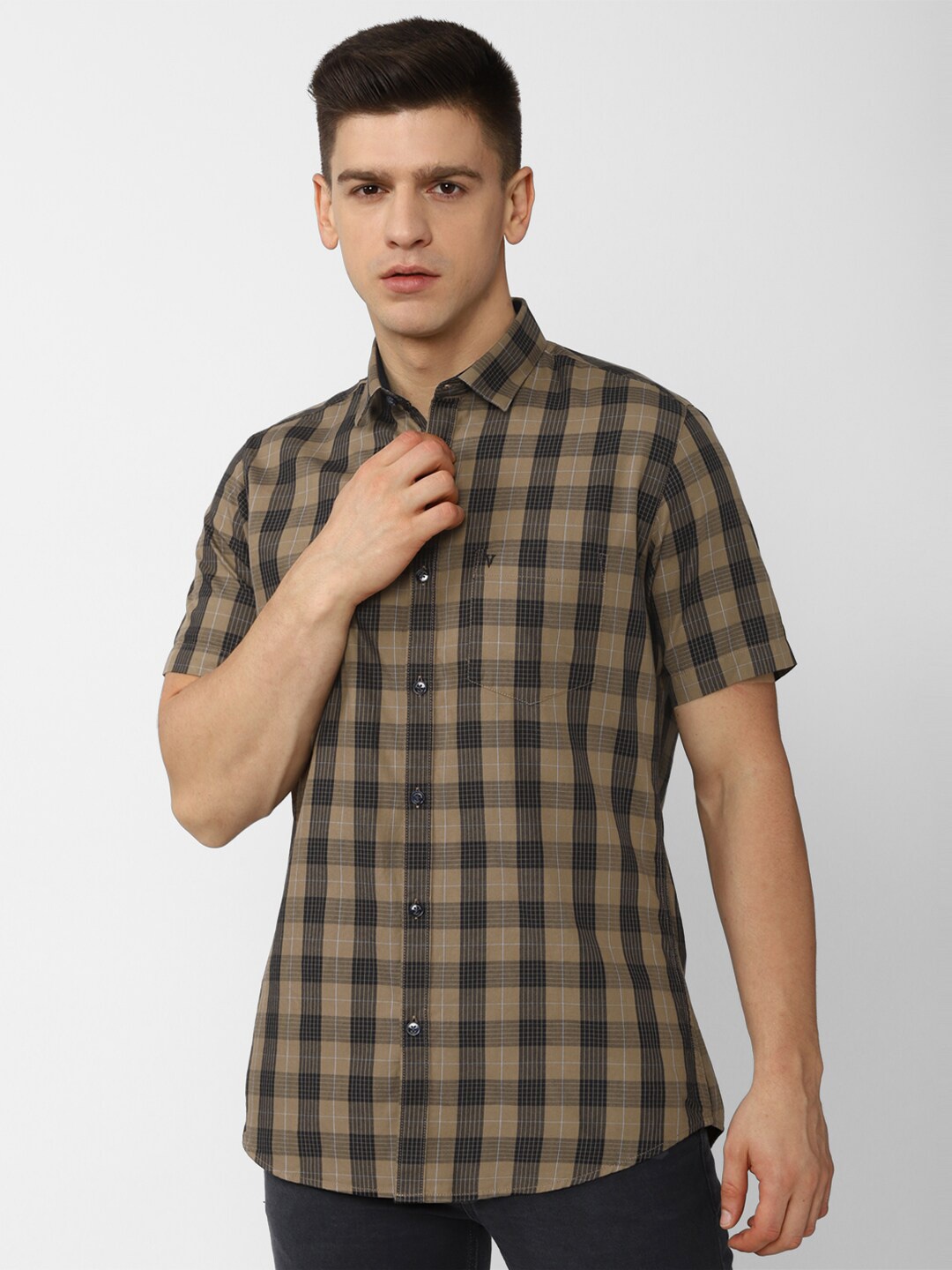

Van Heusen Sport Men Brown Slim Fit Tartan Checks Checked Casual Shirt