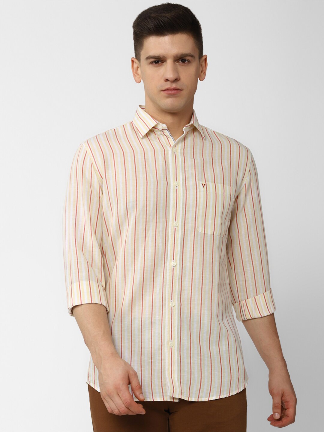 

Van Heusen Sport Men Orange Slim Fit Striped Casual Shirt