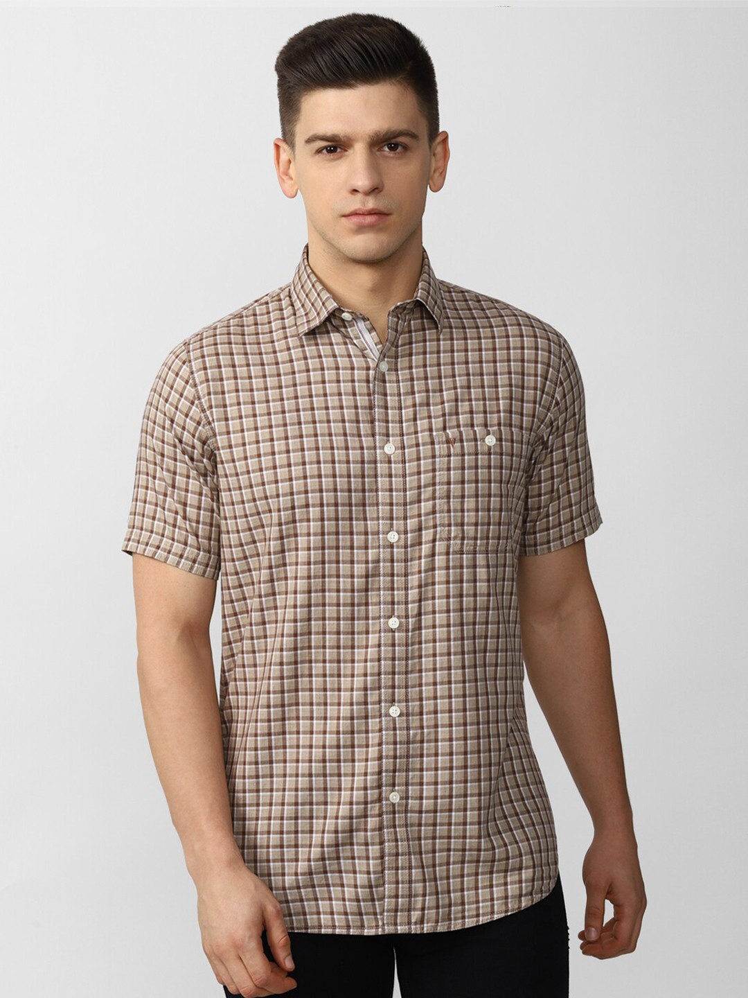 

Van Heusen Sport Men Khaki Slim Fit Checked Casual Shirt