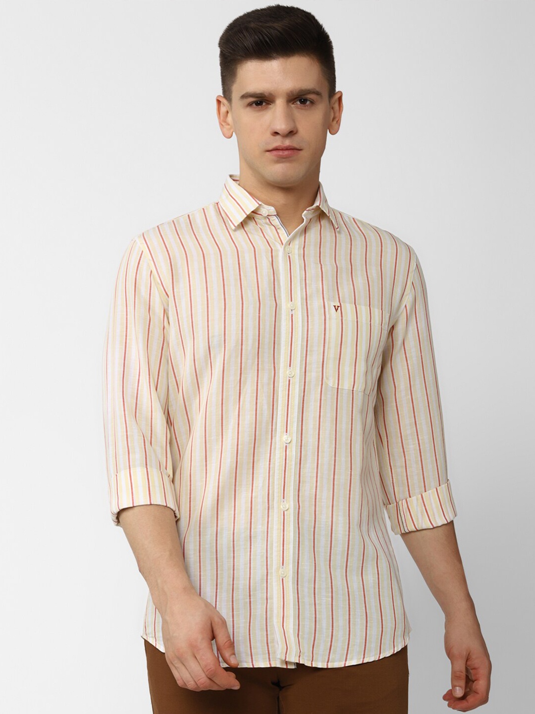 

Van Heusen Sport Men Orange Slim Fit Striped Casual Shirt
