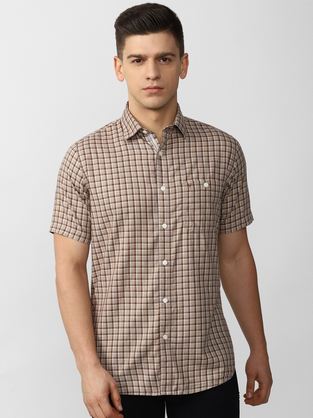 

Van Heusen Sport Men Khaki Slim Fit Checked Casual Shirt