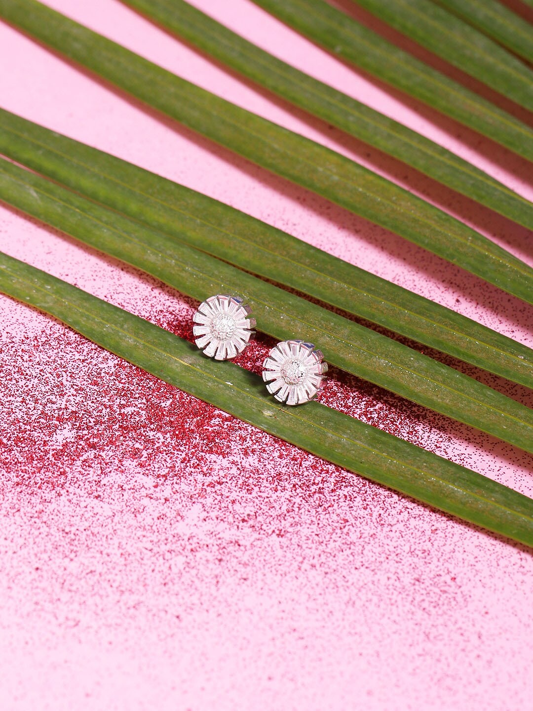 

ADORN by Nikita Ladiwala Silver-Toned Circular Studs Earrings