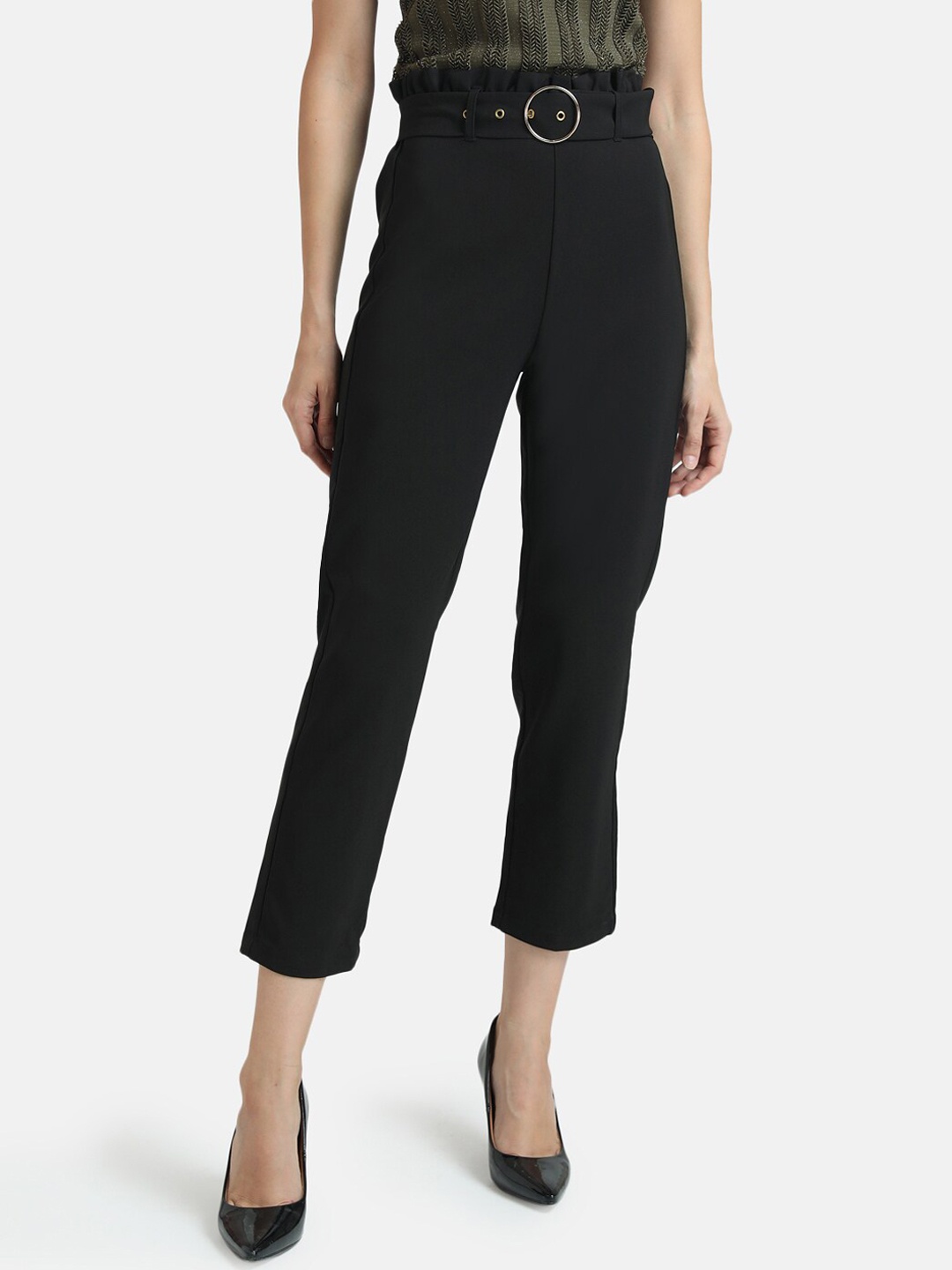 

Kazo Women Black High-Rise Trousers