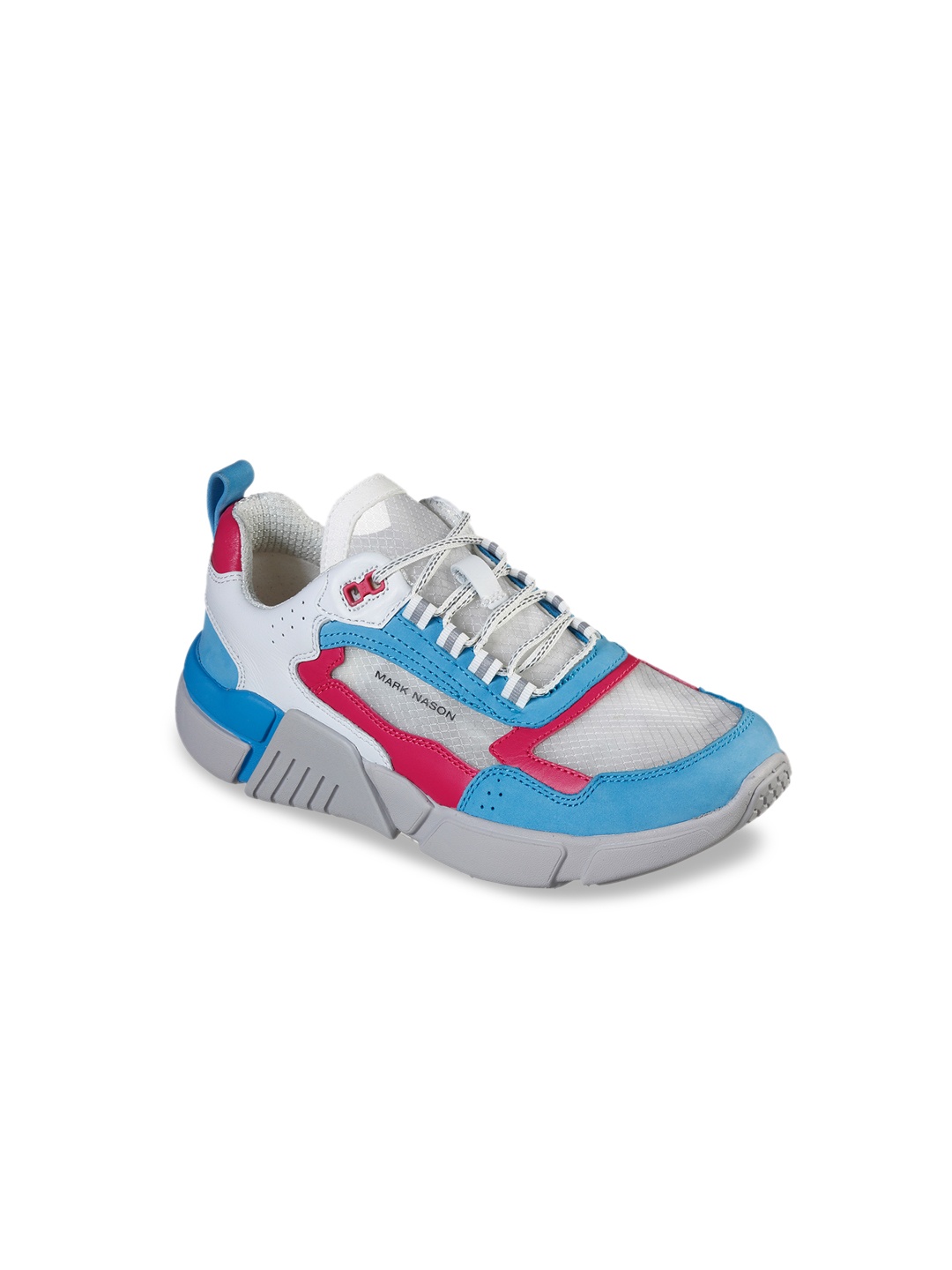 

Skechers Women White & Blue Striped Sneakers
