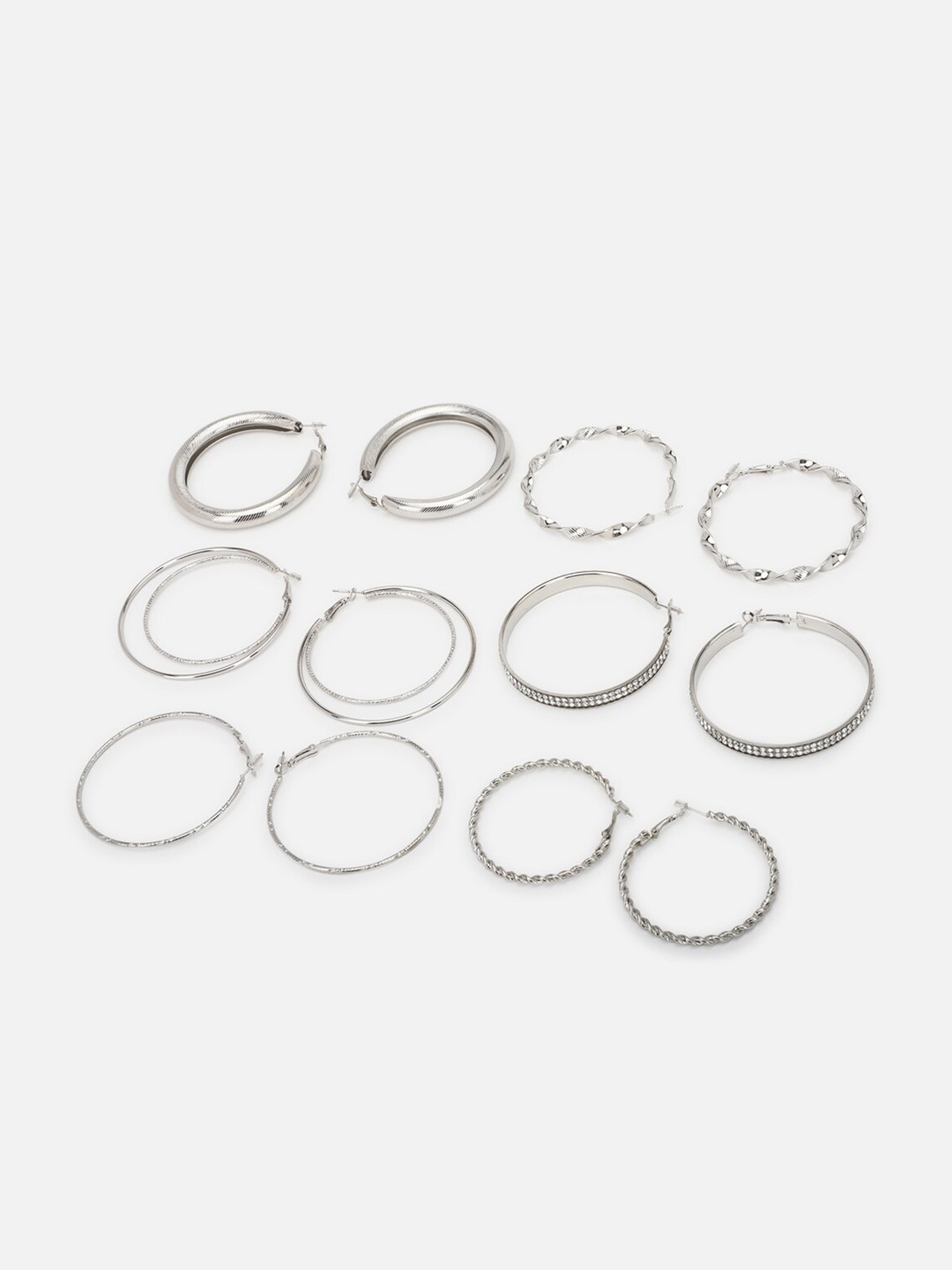 

FOREVER 21 Silver-Toned Contemporary Hoop Earrings