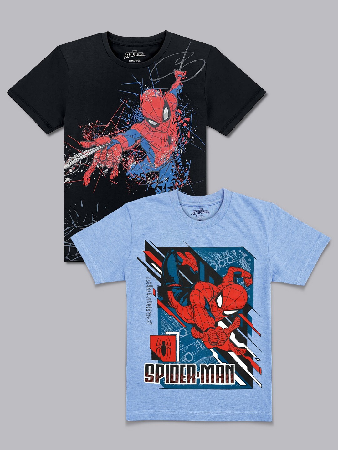 

Kids Ville Boys Pack Of 2 Spiderman Printed Cotton T-Shirt, Multi