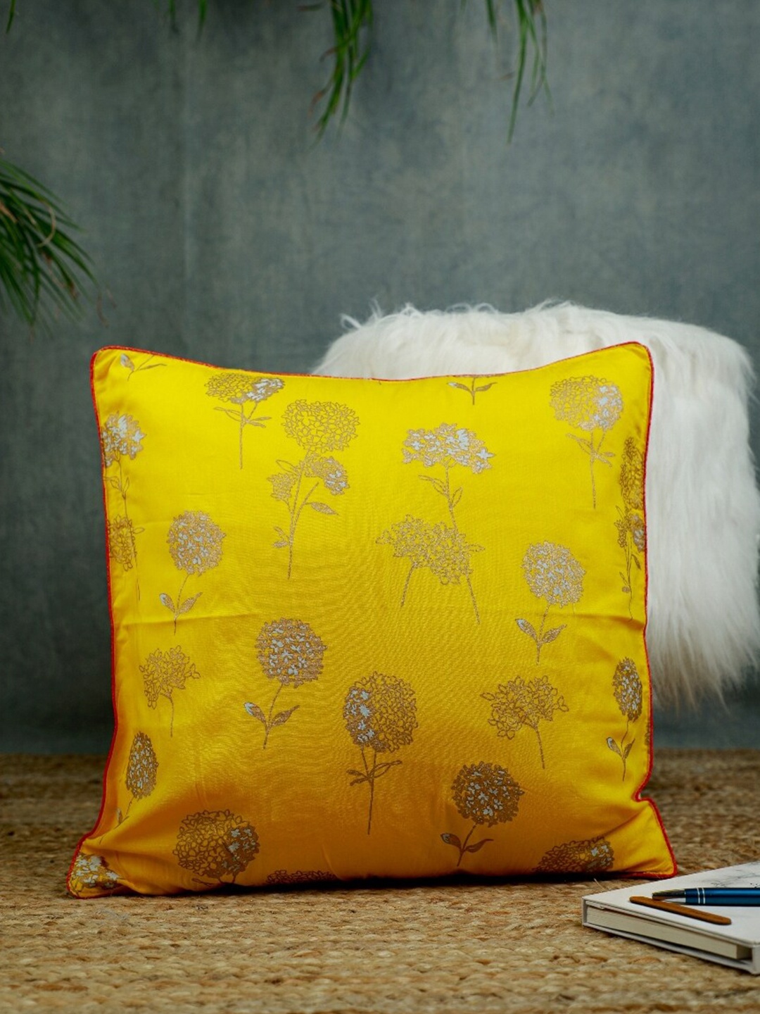 

Jaipur Folk Yellow Set of 2 Floral Square Cushion Covers
