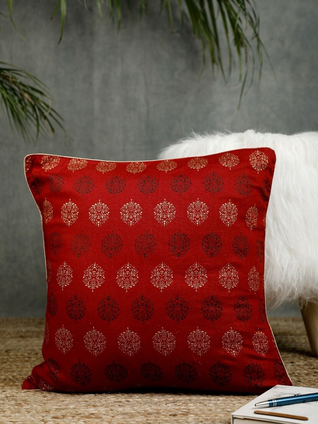 

Jaipur Folk Red Set of 2 Floral Square Cushion Covers