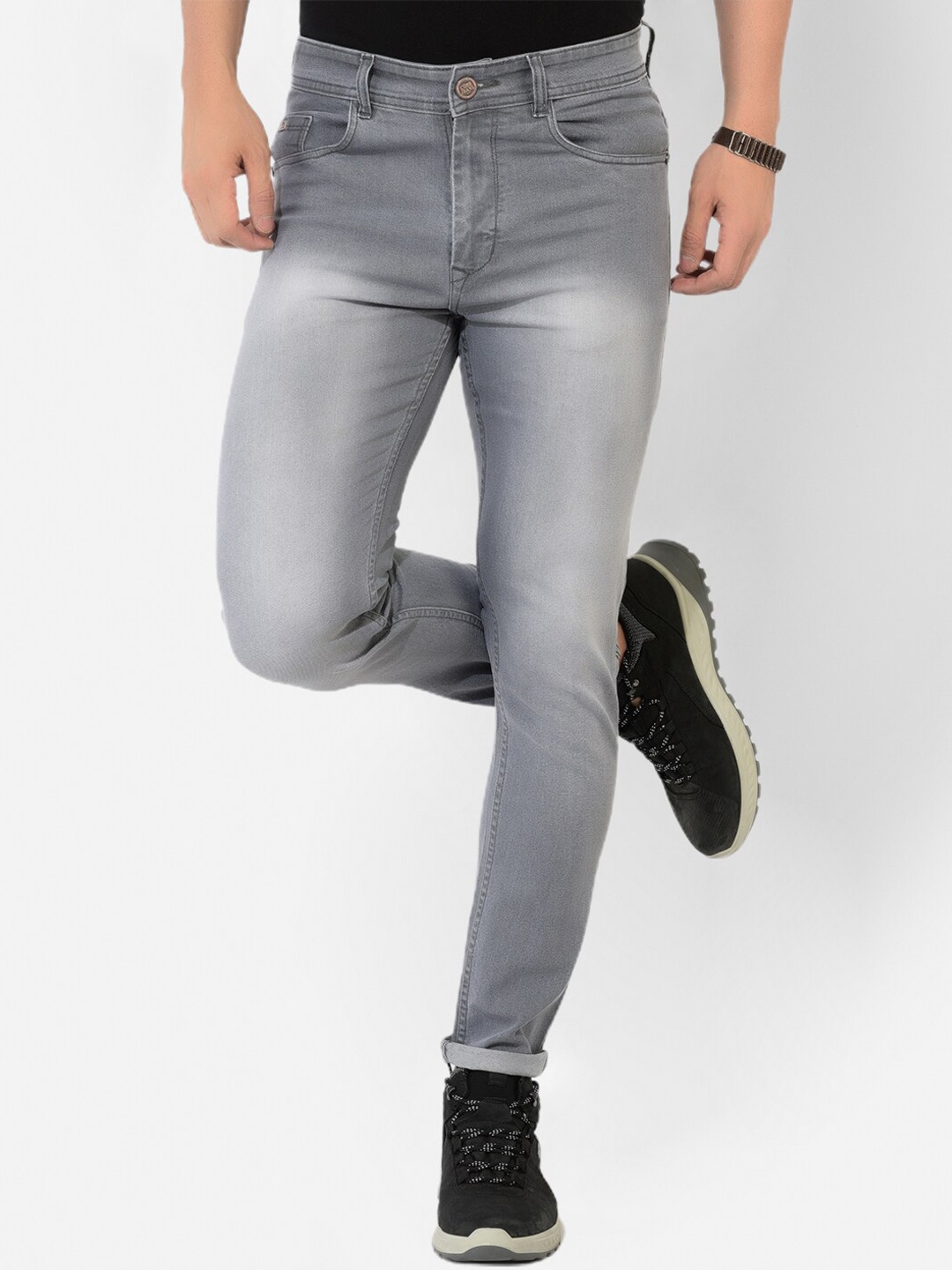

COBB Men Grey Comfort Slim Fit Light Fade Jeans