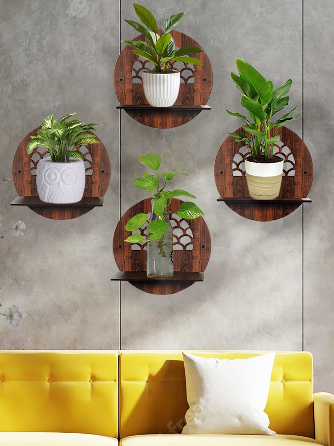 

Homesake Set Of 4 Coffee Brown Solid Hanging Planter